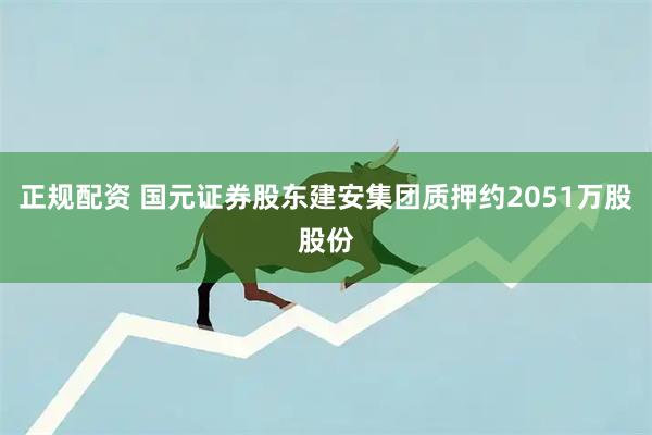 正规配资 国元证券股东建安集团质押约2051万股股份